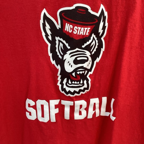Mens Champion NC State Wolfpack Softball Short Sleeve T-shirt- Red- XL - Picture 1 of 8